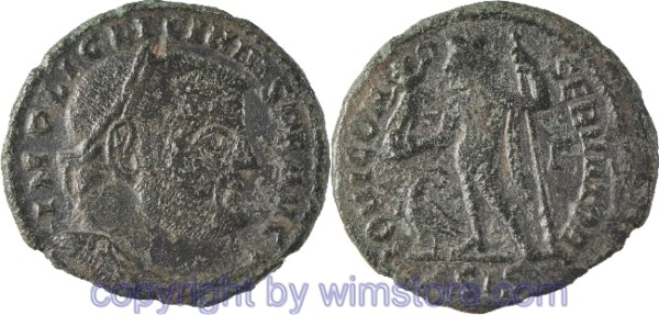 Licinius I. 308 - 324, Siscia, Follis, 20,7 mm, 2,70 g, IMP LIC LICINIVS P F AVG // IOVI CONSERVATORI / SIS, AE, s-ss