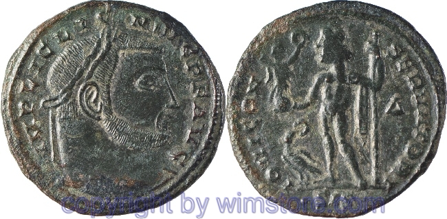 Licinius I. 308 - 324, Siscia, Follis, 22,4 mm, 3,28 g, IMP LIC LICINIVS P F AVG // IOVI CONSERVATORI / •SIS•, AE, ss