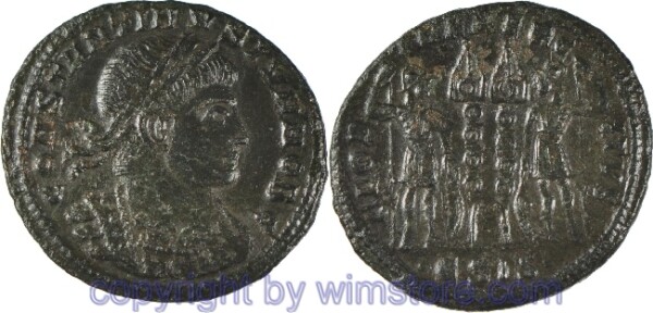 Constantinus II. 317 - 340, Siscia, Follis, 18,6 mm, 2,25 g, CONSTANTINVS IVN NOB C // CLORIA EXERCITVS / •ЄSIS•, AE, ss