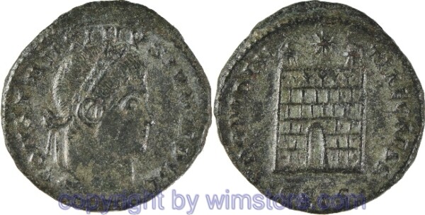 Constantinus II. 317 - 340, Siscia, Follis, 18,8 mm, 3,14 g, CONSTANTINVS IVN NOB C // PROVIDENTIAE CAESS / •ЄSIS•, AE, ss-vz