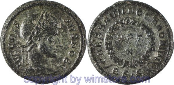Crispus 317 - 326, Siscia, Follis, 18,8 mm, 3,16 g, IVL CRISPVS NOB C // CAESARVM NOSTRORVM / BSIS☆, AE, ss