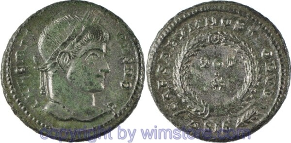Crispus 317 - 326, Siscia, Follis, 18,7 mm, 2,94 g, IVL CRISPVS NOB C // CAESARVM NOSTRORVM / ΔSIS Palmzweig, AE, -vz