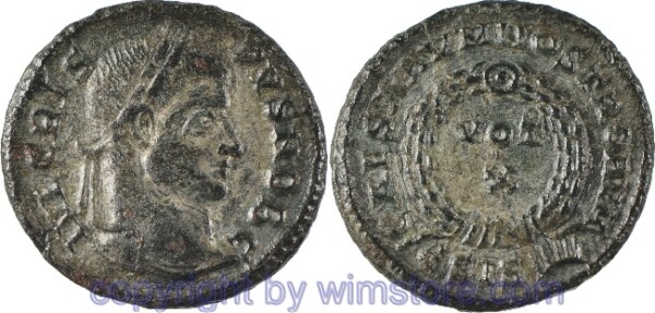 Crispus 317 - 326, Siscia, Follis, 18,7 mm, 2,78 g, IVL CRISPVS NOB C // CAESARVM NOSTRORVM / ЄSIS Strahlenbogen, AE, ss-vz