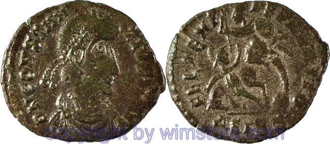 Constantius II. 324 - 361, Siscia, Centenionalis, 18,9 mm, 1,77 g, D N CONSTANTIVS P F AVG // FEL TEMP REPARATIO / ΔSIS (Z verkehrt), AE, -ss