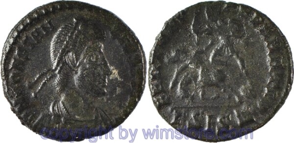 Constantius II. 324 - 361, Siscia, Centenionalis, 17,4 mm, 2,52 g, D N CONSTANTIVS P F AVG // FEL TEMP REPARATIO / ГSIS (Z verkehrt), AE, ss, dezentriert