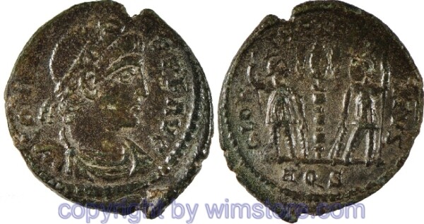 Constans 333 - 350, Aquileia, AE 3, 17,3 mm, 1,79 g, CONSTANS P F AVG // GLORIA EXERCITVS / AQS, AE, -ss