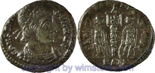 Constans 333 - 350, Siscia, AE 3, 17 mm, 1,87 g, CONSTANS P F AVG // GLORIA EXERCITVS / BSIS, AE, ss
