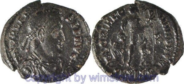Valens 364 - 378, Siscia, AE 3, 19,6 mm, 2,05 g, D N VALENS P F AVG // GLORIA ROMANORVM / •ГSISC, ss