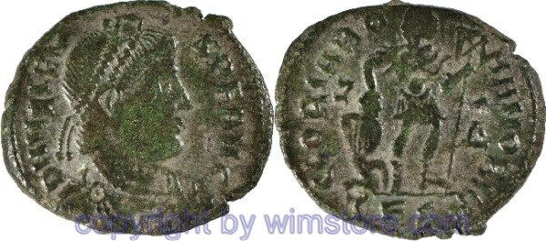 Valens 364 - 378, Thessalonica, AE 3, 19,8 mm, 3,06 g, D N VALENS P F AVG // GLORIA ROMANORVM / TES, ss