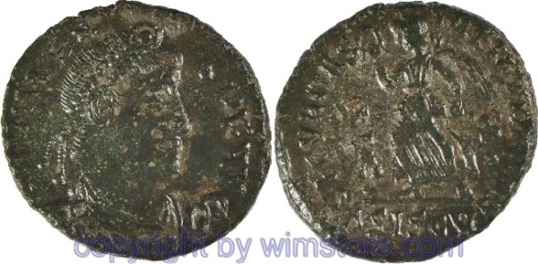 Valens 364 - 378, Siscia, AE 3, 18 mm, 2,66 g, D N VALENS P F AVG // SECVRITAS REIPVBLICAE / ASISCV, ss