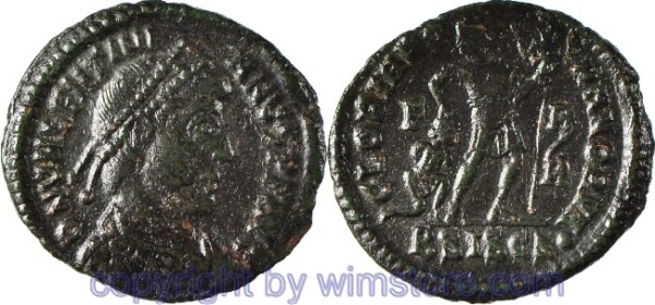 Valentinianus I. 364 - 375, Siscia, AE 3, 19,4 mm, 2,21 g, D N VALENTINIANVS P F AVG // GLORIA ROMANORVM / BSISC gespiegeltes Z und •, ss