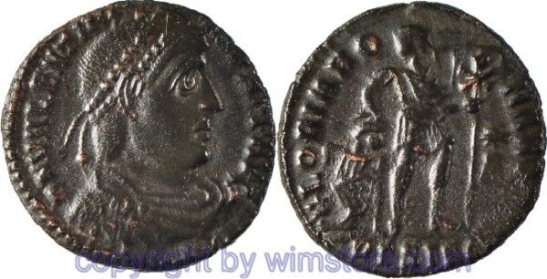 Valentinianus I. 364 - 375, Siscia, AE 3, 18 mm, 2,38 g, D N VALENTINIANVS P F AVG // GLORIA ROMANORVM / DГSISC, ss