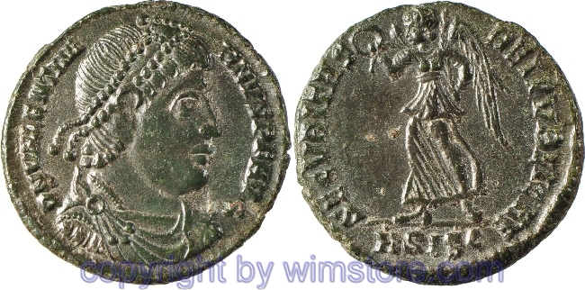 Valentinianus I. 364 - 375, Siscia, AE 3, 18,2 mm, 2,49 g, D N VALENTINIANVS P F AVG // SECVRITAS REIPVBLICAE / ASISC, -vz