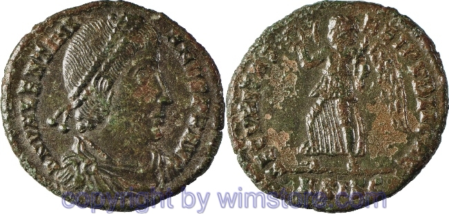 Valentinianus I. 364 - 375, Siscia, AE 3, 18,7 mm, 2,35 g, D N VALENTINIANVS P F AVG // SECVRITAS REIPVBLICAE / ASISC, ss