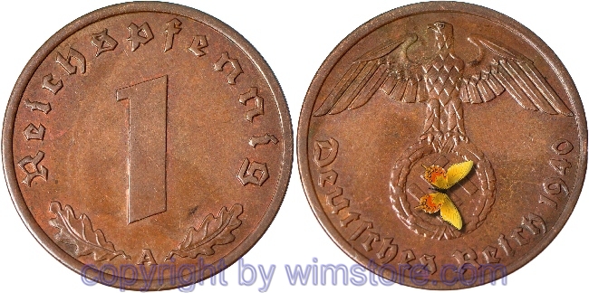 3. Reich, 1 Reichspfennig 1940 A, KM 89, Kupfer, vz, winz. Rs.