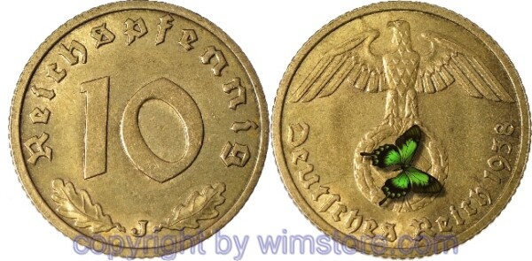 3. Reich, 10 Reichspfennig 1938 J, KM 92, Ku/Alu, vz