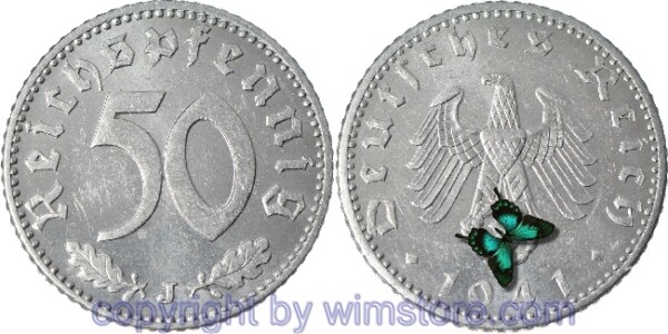 3. Reich, 50 Reichspfennig 1941 J, KM 96, Aluminium, vz