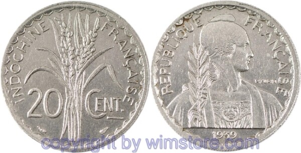 Französisch Indochina, 20 Cents 1939, Security Edge, magnetisch, KM 23, Nickel, ss
