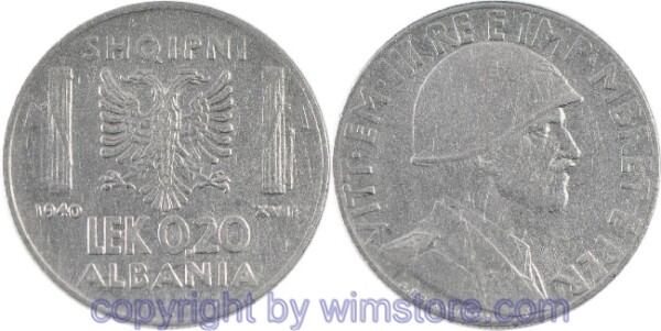 Albanien, 0,2 Lek 1940, KM 29, Stahl, ss