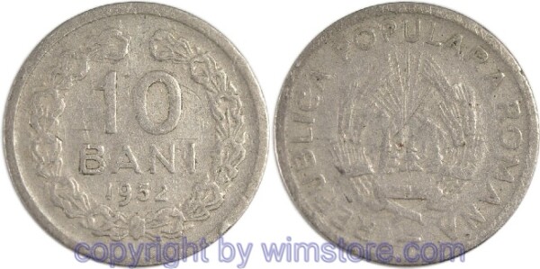 Rumänien, 10 Bani 1952, KM 84.1, Ku/Ni, -ss