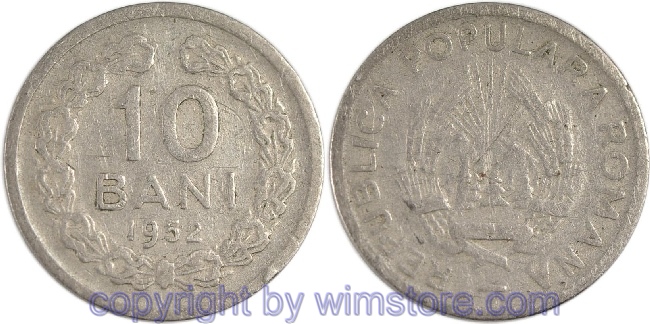 Rumänien, 10 Bani 1952, KM 84.1, Ku/Ni, -ss
