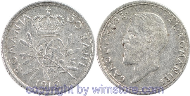 Rumänien, 50 Bani 1912, KM 41, Silber, ss