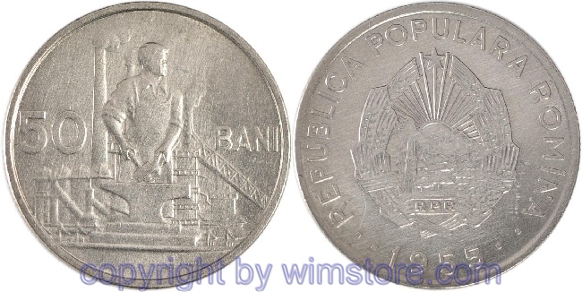 Rumänien, 50 Bani 1955, KM 86, Ku/Ni, ss