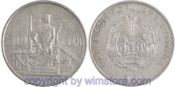 Rumänien, 50 Bani 1956, KM 86, Ku/Ni, ss