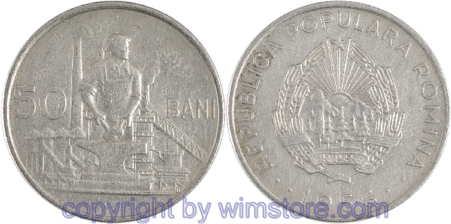 Rumänien, 50 Bani 1956, KM 86, Ku/Ni, ss