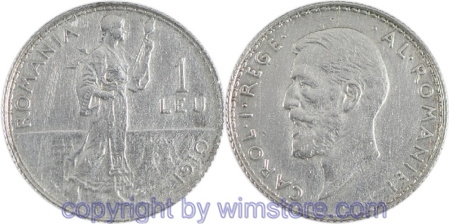 Rumänien, 1 Leu 1910, KM 42, Silber, ss