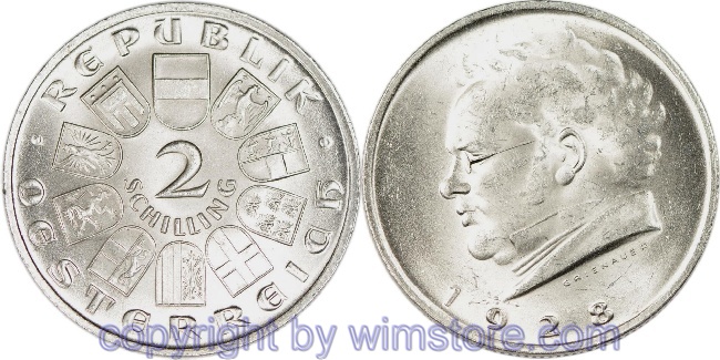 1. Republik, 2 Schilling 1928, Franz Schubert, J 430, Silber, vz-st