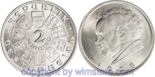 1. Republik, 2 Schilling 1928, Franz Schubert, J 430, Silber, vz-st