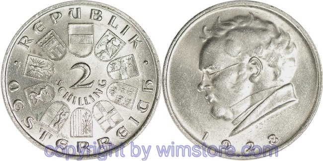 1. Republik, 2 Schilling 1928, Franz Schubert, J 430, Silber, vz-st