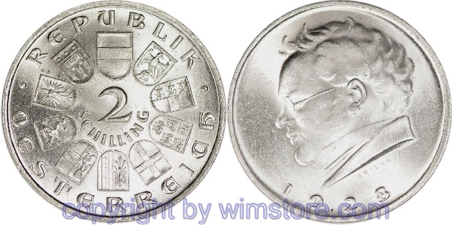 1. Republik, 2 Schilling 1928, Franz Schubert, J 430, Silber, vz-st, kleiner Fleck