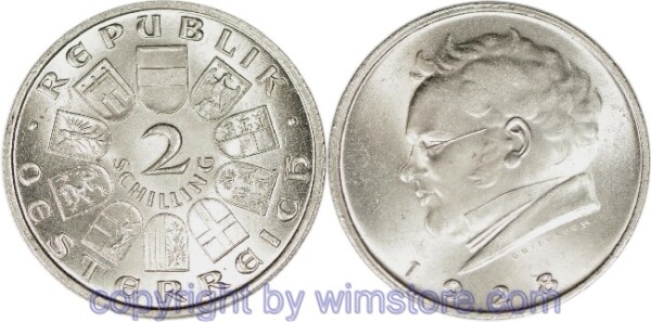 1. Republik, 2 Schilling 1928, Franz Schubert, J 430, Silber, vz-st