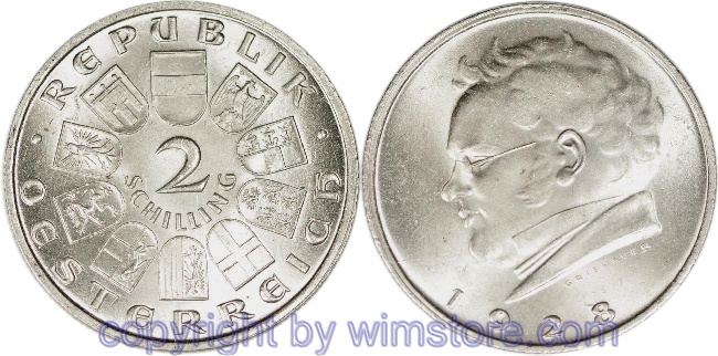 1. Republik, 2 Schilling 1928, Franz Schubert, J 430, Silber, vz-st