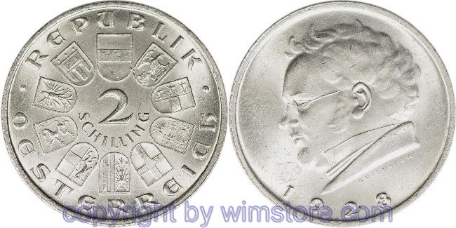 1. Republik, 2 Schilling 1928, Franz Schubert, J 430, Silber, vz-st