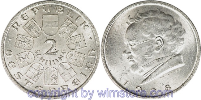 1. Republik, 2 Schilling 1928, Franz Schubert, J 430, Silber, vz, kleiner Fleck