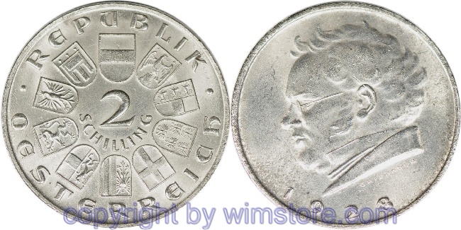 1. Republik, 2 Schilling 1928, Franz Schubert, J 430, Silber, vz, fleckig