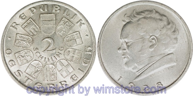 1. Republik, 2 Schilling 1928, Franz Schubert, J 430, Silber, ss, fleckig