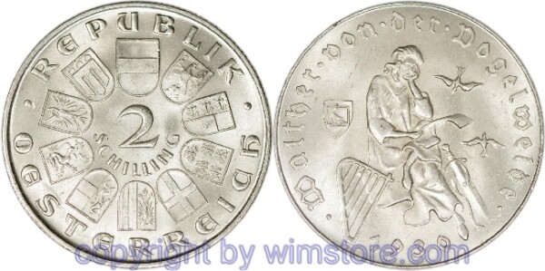 1. Republik, 2 Schilling 1930, Walther von der Vogelweide, J 432, Silber, vz, Randschaden