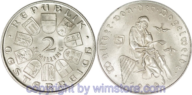 1. Republik, 2 Schilling 1930, Walther von der Vogelweide, J 432, Silber, vz, Randschaden