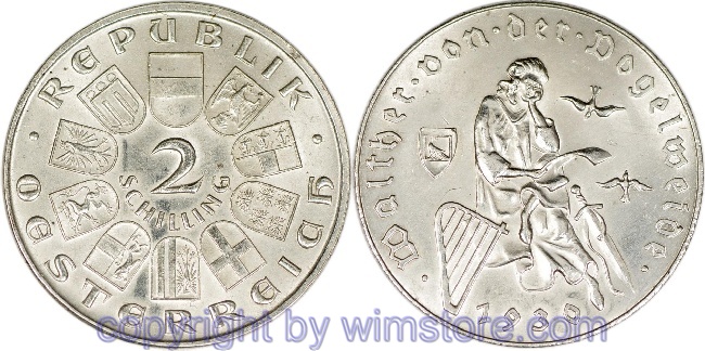 1. Republik, 2 Schilling 1930, Walther von der Vogelweide, J 432, Silber, vz, fleckig