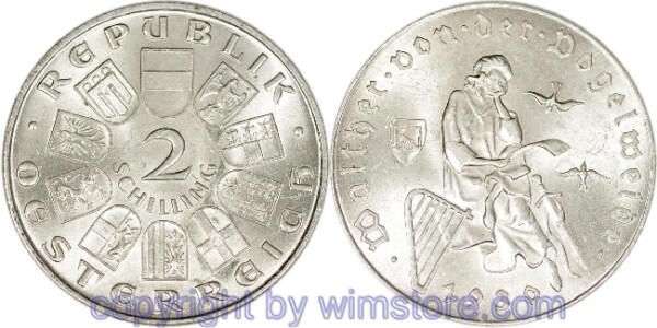 1. Republik, 2 Schilling 1930, Walther von der Vogelweide, J 432, Silber, vz, fleckig