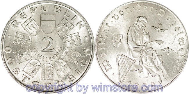 1. Republik, 2 Schilling 1930, Walther von der Vogelweide, J 432, Silber, vz, fleckig