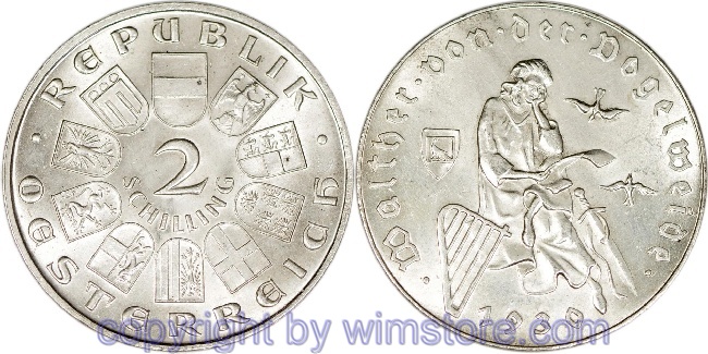 1. Republik, 2 Schilling 1930, Walther von der Vogelweide, J 432, Silber, vz, fleckig