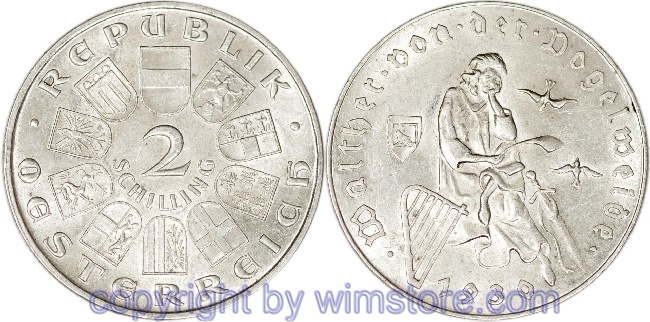 1. Republik, 2 Schilling 1930, Walther von der Vogelweide, J 432, Silber, ss, fleckig