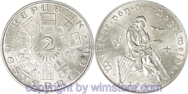 1. Republik, 2 Schilling 1930, Walther von der Vogelweide, J 432, Silber, ss