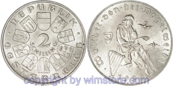 1. Republik, 2 Schilling 1930, Walther von der Vogelweide, J 432, Silber, ss, fleckig