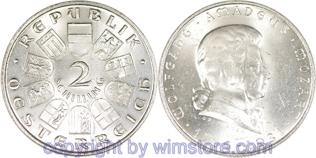 1. Republik, 2 Schilling 1931, Wolfgang Amadeus Mozart, J 433, Silber, vz
